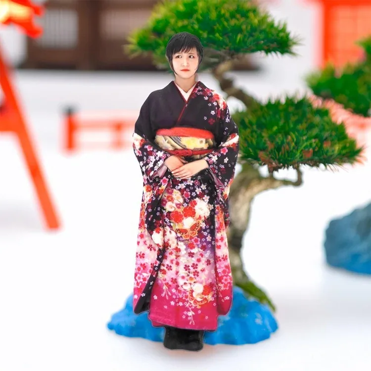 振袖姿を立体で残した人物フィギュアの制作例